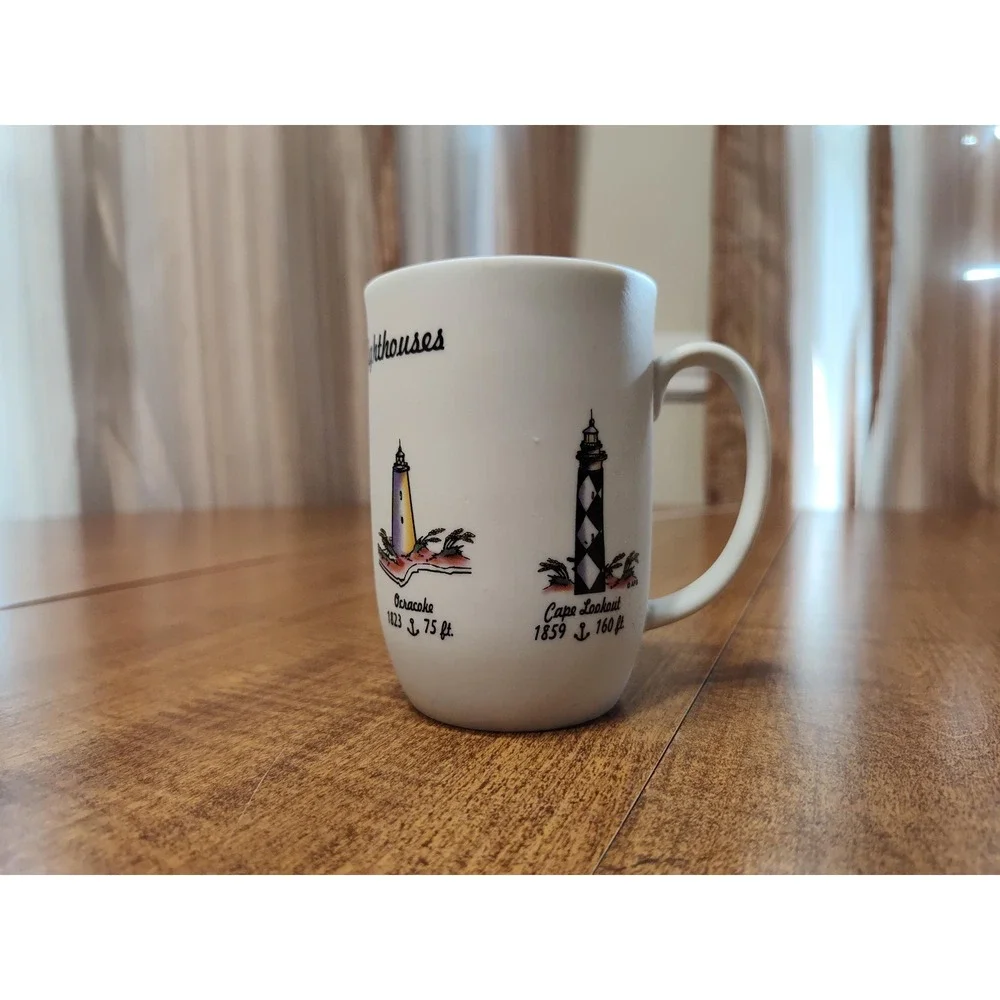 Outer Banks Lighthouses Ceramic Mug Candle Handmade Blue Ocean Breeze Scent B126